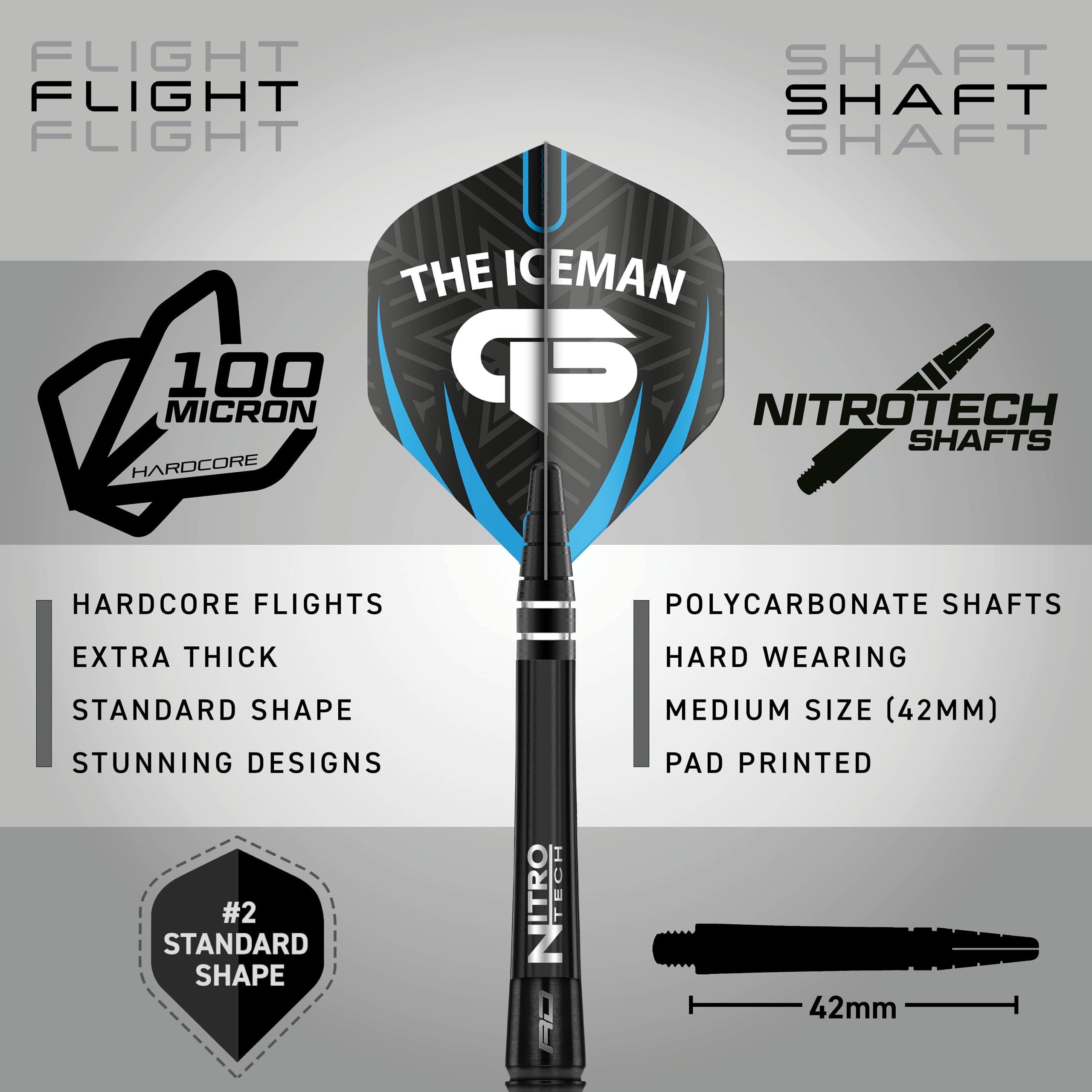 Gerwyn Price Iceman Black SE 24g - Tungsten Darts with Flights and